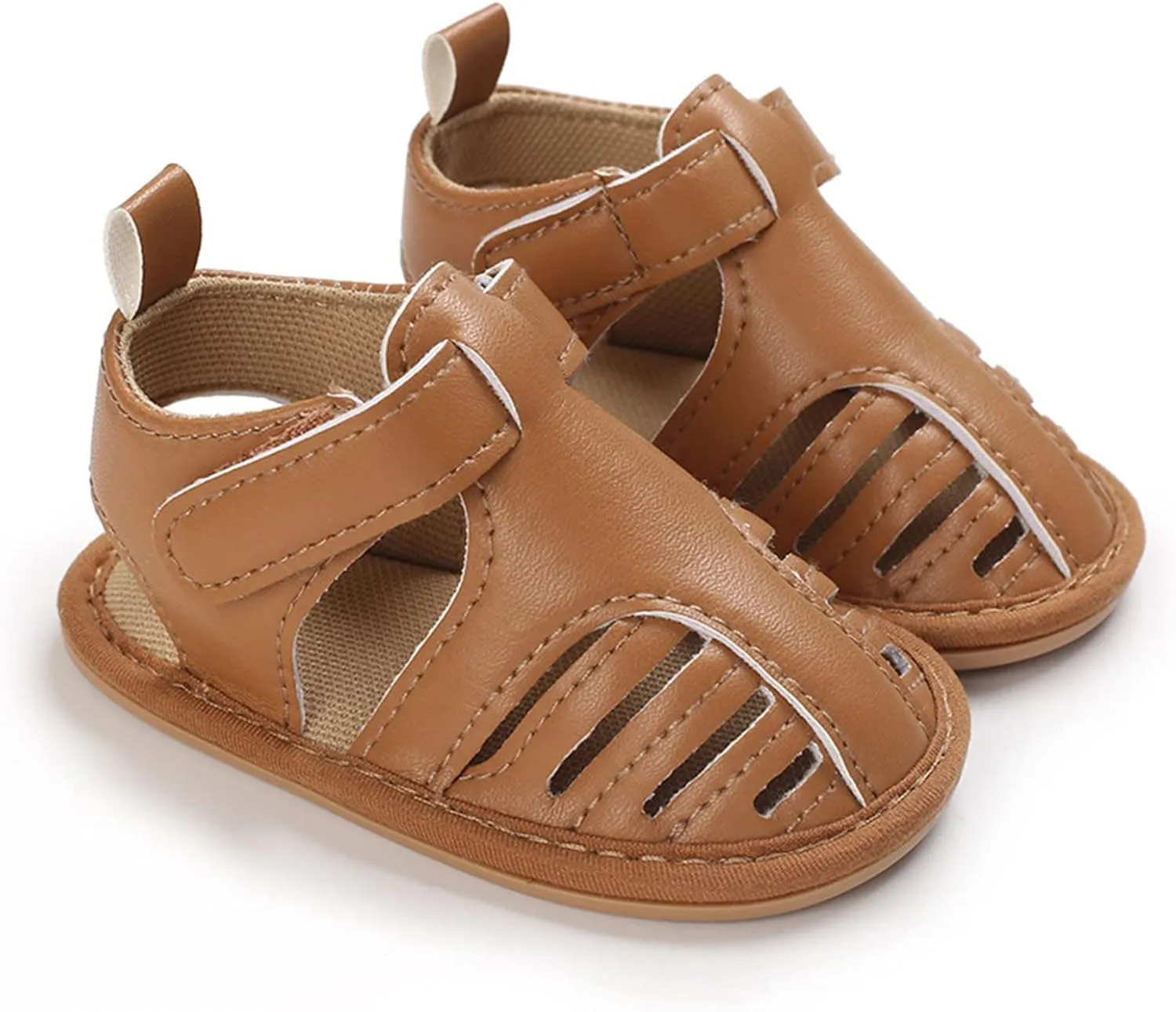Infant Baby Girls Sandals Solid PU Leather Soft Anti-Slip Rubber Sole Toddler Breathable First Walkers Crib Shoes