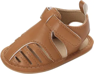 Infant Baby Girls Sandals Solid PU Leather Soft Anti-Slip Rubber Sole Toddler Breathable First Walkers Crib Shoes