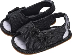 Infant Baby Girls Sandals With Flower Bowknot Soft Sole Shoes Newborn Toddler First Walkers Crib Dress Shoes
