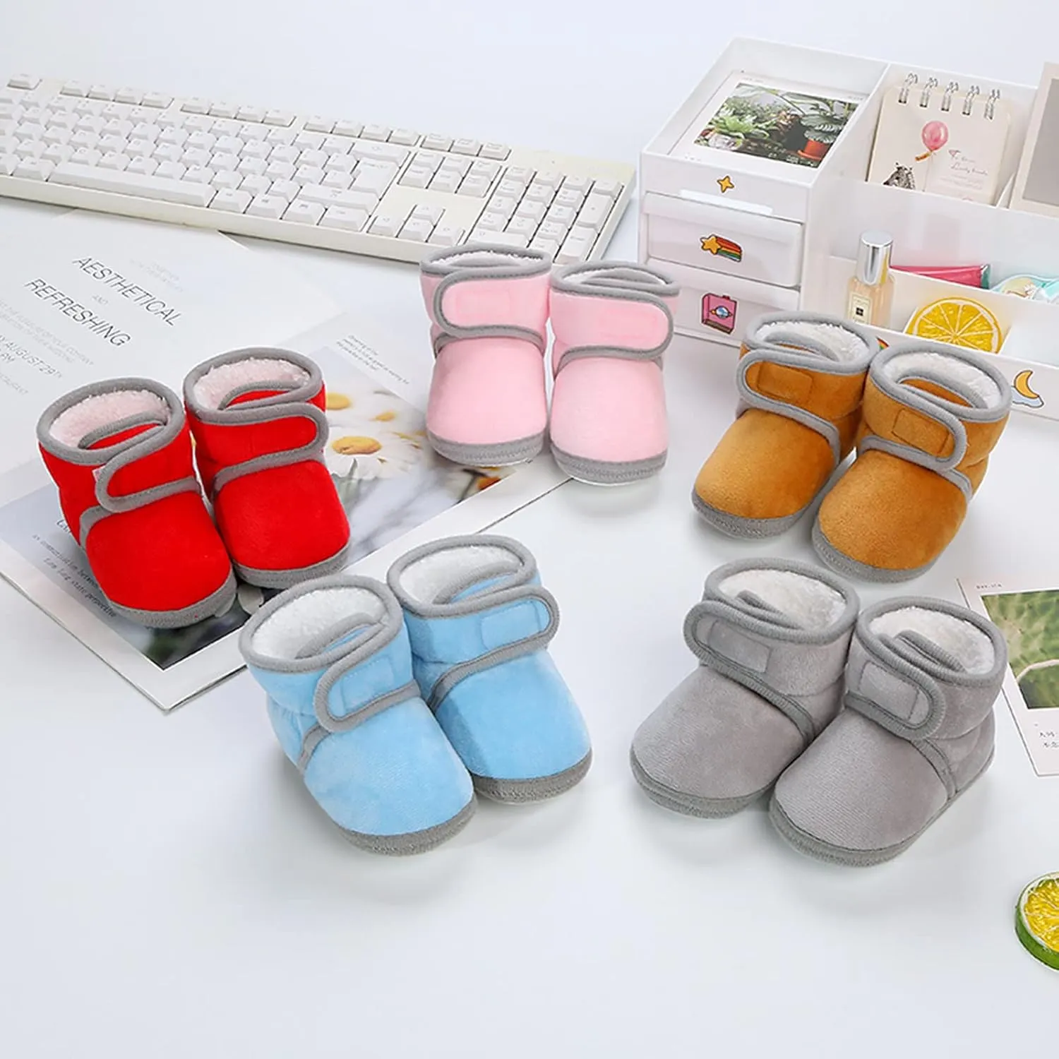Infant Boots Fleece Baby Booties Thick Slipper Socks Cute Anti-Slip Soft Sole Warm Indoor Outoor Shoes Moccasins Shoe
