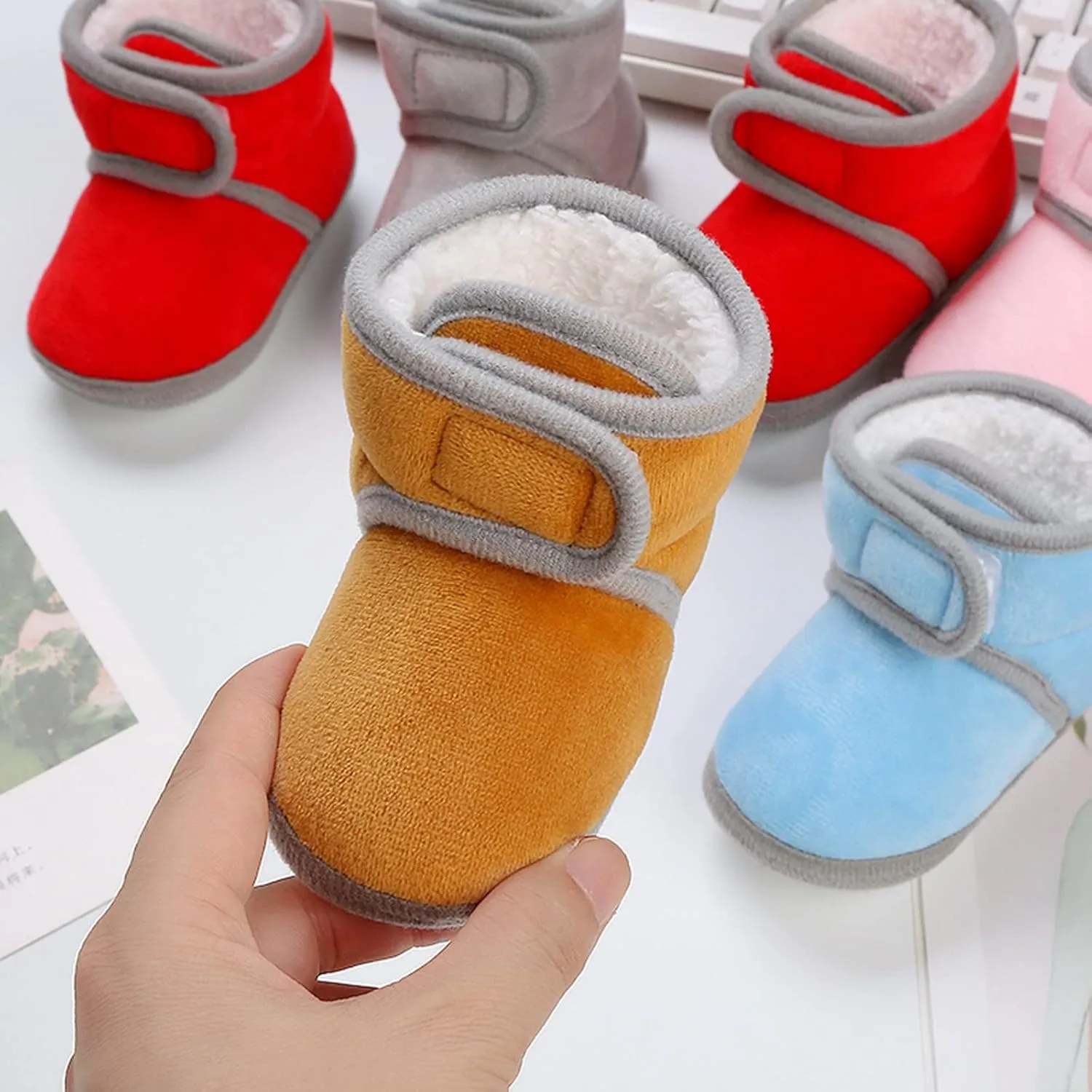 Infant Boots Fleece Baby Booties Thick Slipper Socks Cute Anti-Slip Soft Sole Warm Indoor Outoor Shoes Moccasins Shoe