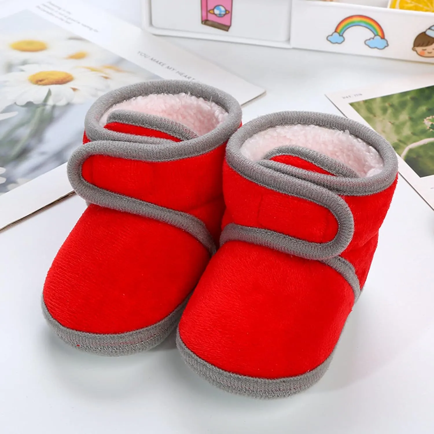 Infant Boots Fleece Baby Booties Thick Slipper Socks Cute Anti-Slip Soft Sole Warm Indoor Outoor Shoes Moccasins Shoe