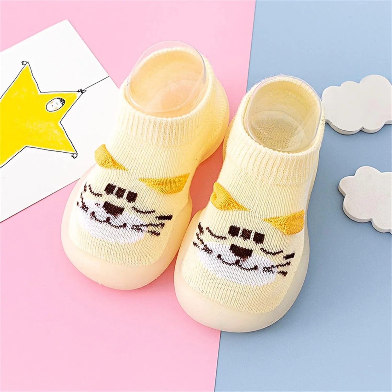 Infant Boys Girls Cartoon Socks Shoes Toddler Fleece WarmThe Floor Socks Non Slip Prewalker Shoes 12 Month Baby