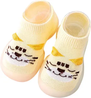 Infant Boys Girls Cartoon Socks Shoes Toddler Fleece WarmThe Floor Socks Non Slip Prewalker Shoes 12 Month Baby