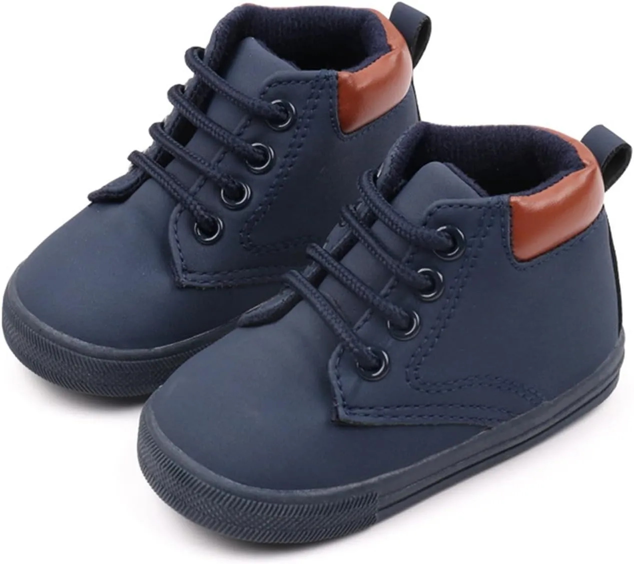 Infant Boys High-top Sneaker Cowboy Baby Brown Shoes Fashion Suede Leather Lace-Up Soft Flat Walking Ankle Boots