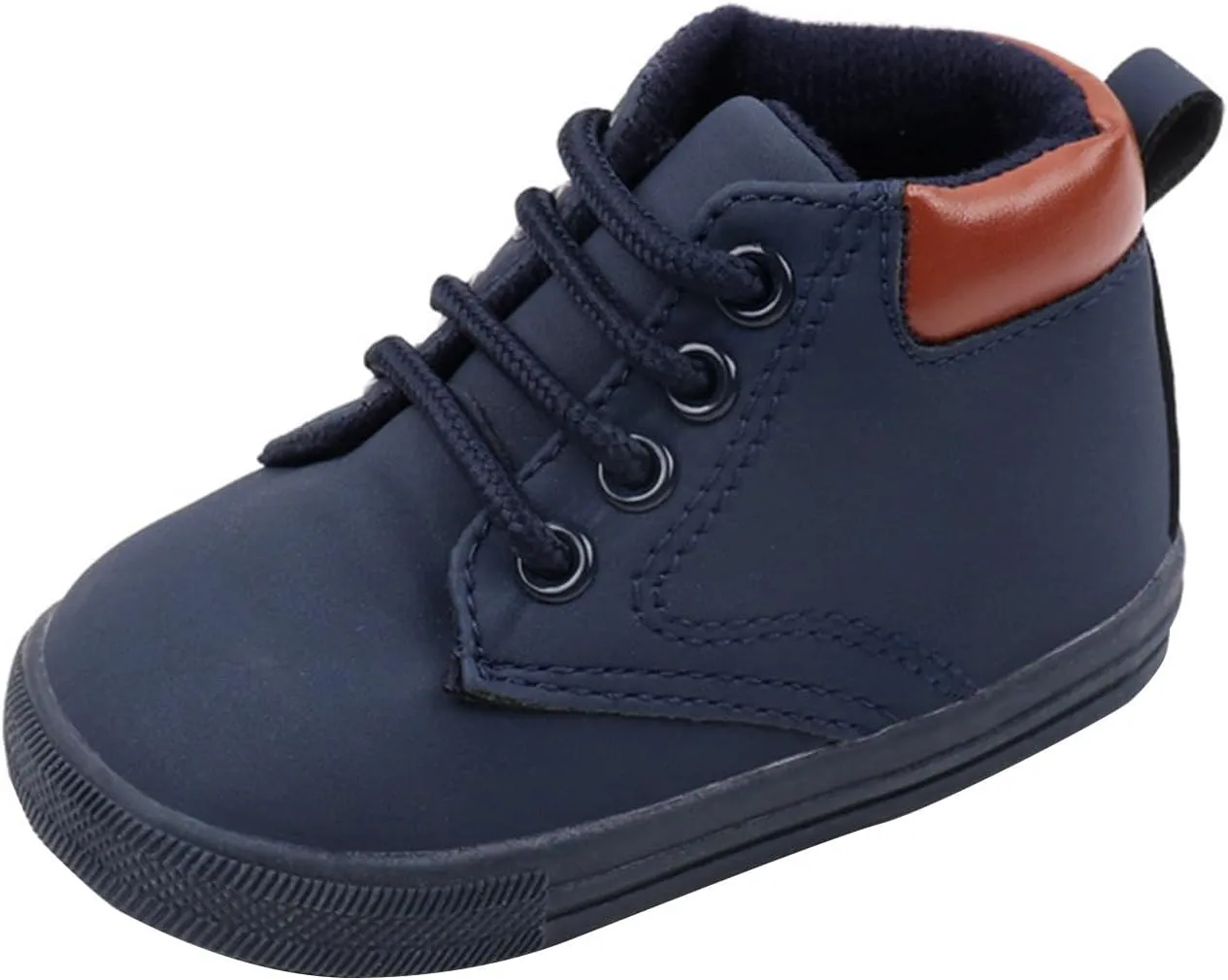 Infant Boys High-top Sneaker Cowboy Baby Brown Shoes Fashion Suede Leather Lace-Up Soft Flat Walking Ankle Boots