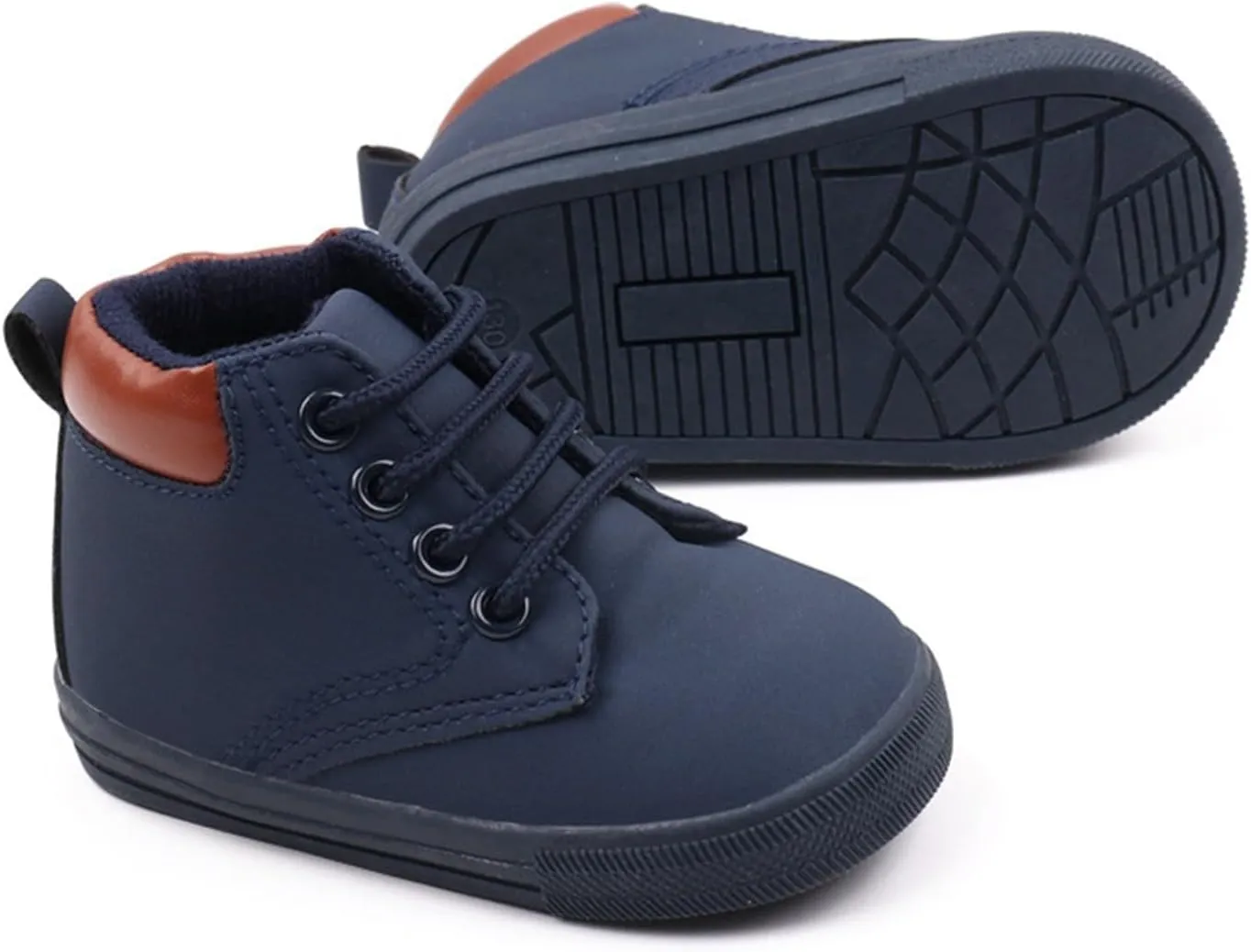 Infant Boys High-top Sneaker Cowboy Baby Brown Shoes Fashion Suede Leather Lace-Up Soft Flat Walking Ankle Boots