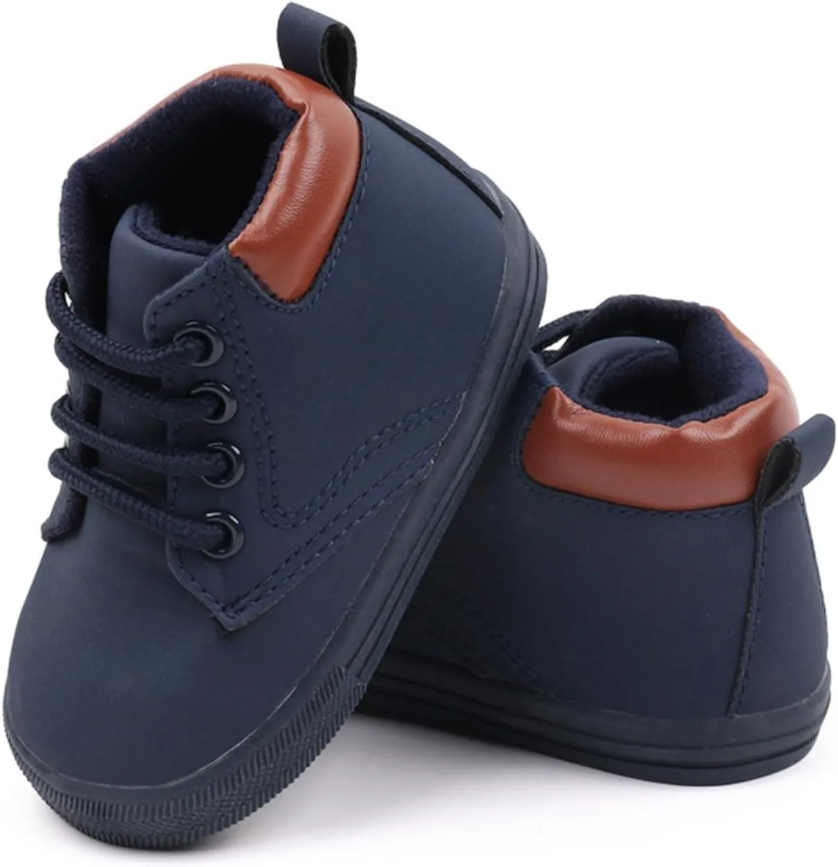 Infant Boys High-top Sneaker Cowboy Baby Brown Shoes Fashion Suede Leather Lace-Up Soft Flat Walking Ankle Boots