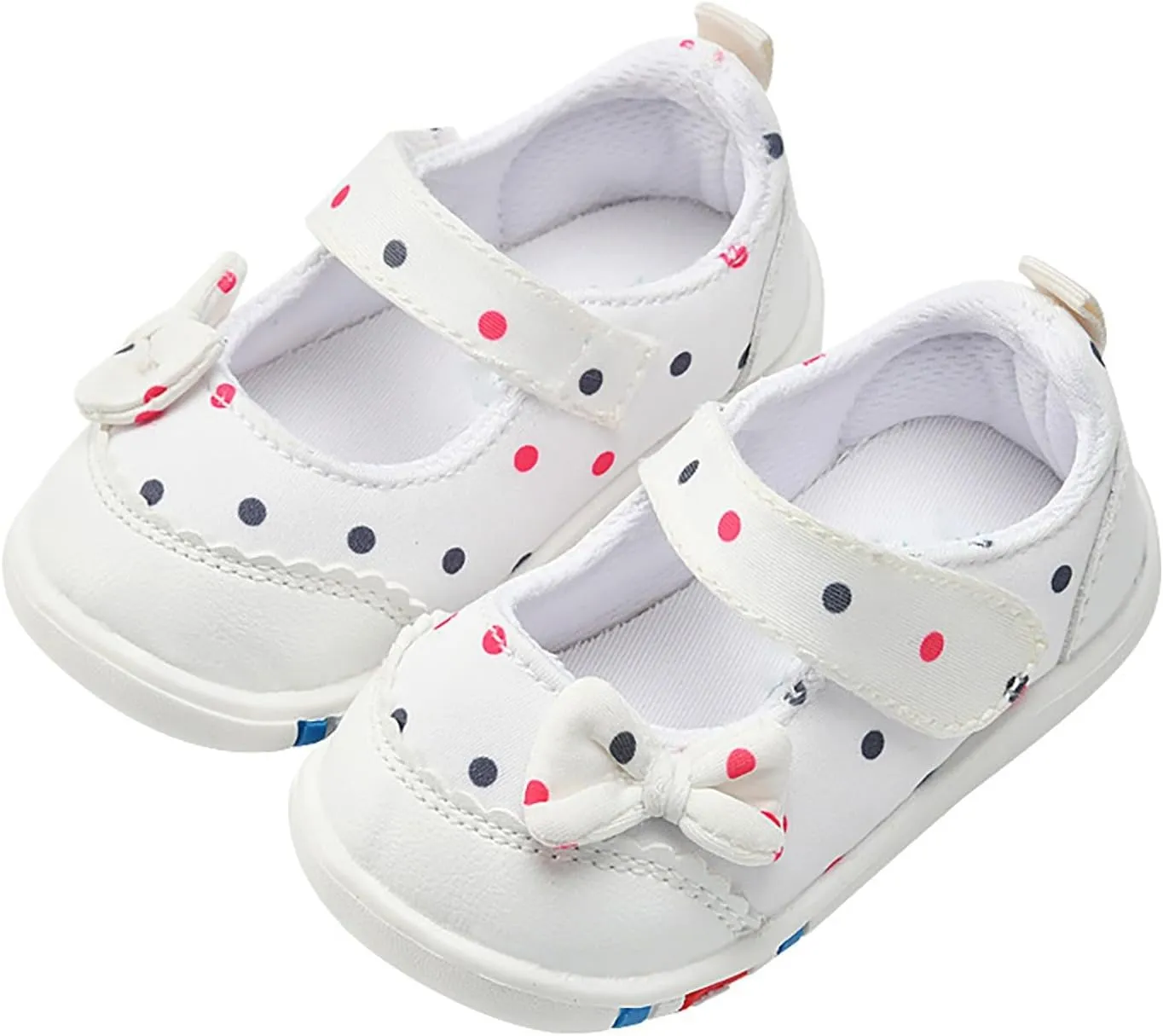 Infant Girls Baby Cute Polka Dot Print Bow Sneakers Flat Bottom Breathable Sandals Summer First Walking Sneakers