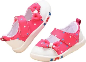 Infant Girls Baby Cute Polka Dot Print Bow Sneakers Flat Bottom Breathable Sandals Summer First Walking Sneakers