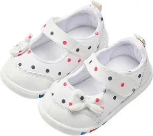Infant Girls Baby Cute Polka Dot Print Bow Sneakers Flat Bottom Breathable Sandals Summer First Walking Sneakers