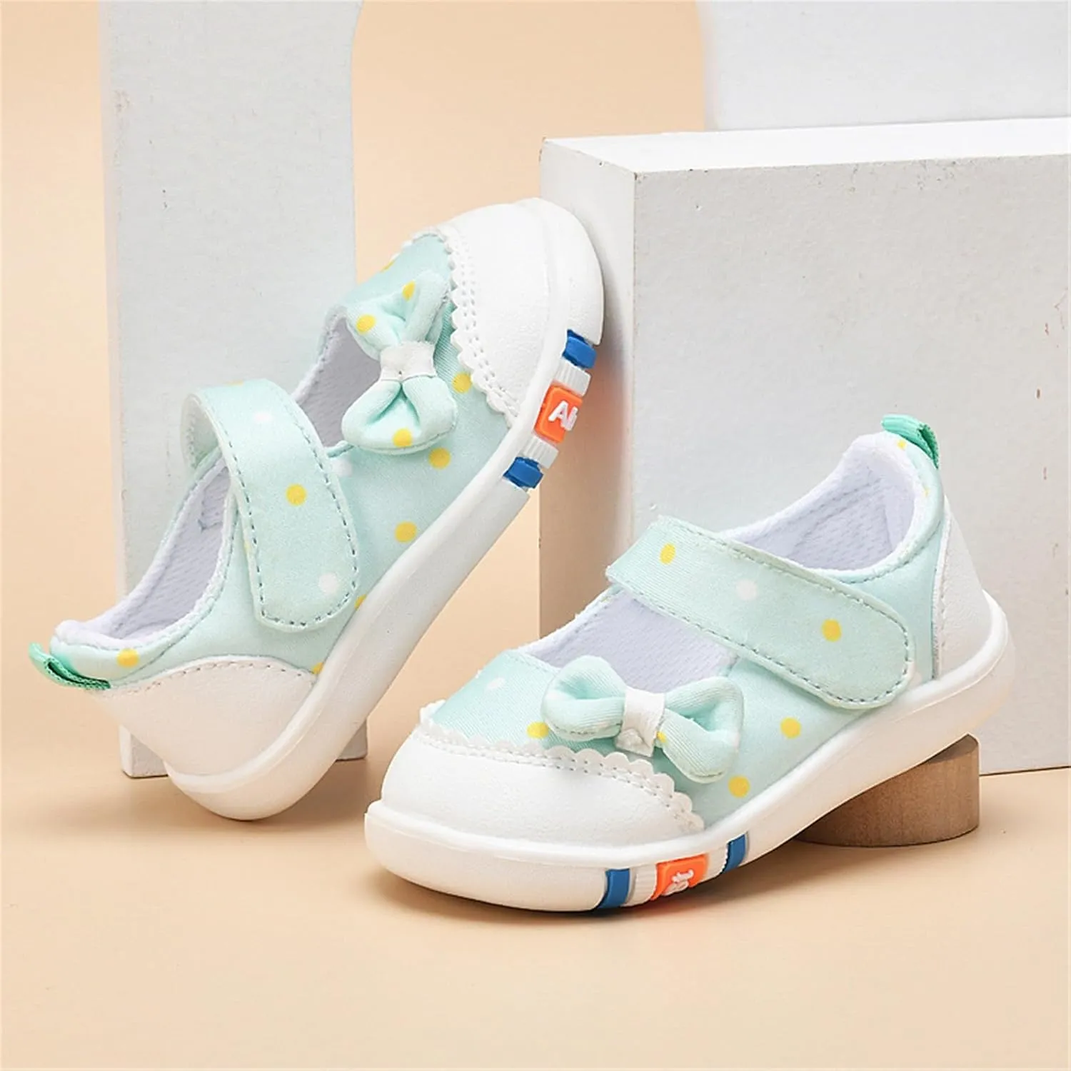 Infant Girls Baby Cute Polka Dot Print Bow Sneakers Flat Bottom Breathable Sandals Summer First Walking Sneakers