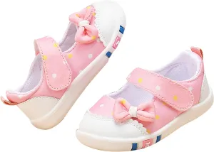Infant Girls Baby Cute Polka Dot Print Bow Sneakers Flat Bottom Breathable Sandals Summer First Walking Sneakers