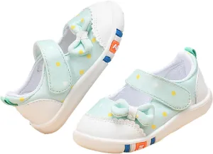 Infant Girls Baby Cute Polka Dot Print Bow Sneakers Flat Bottom Breathable Sandals Summer First Walking Sneakers