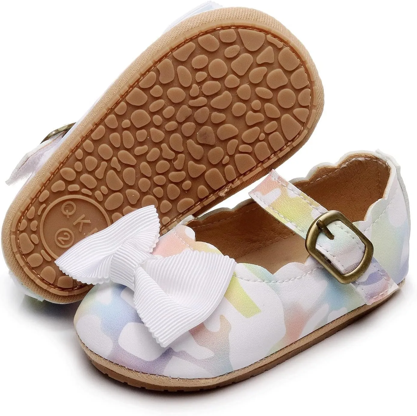 Infant Girls Single Shoes Bow Tiet First Walkers Shoes Buckle Strap Toddler Soft Bottom Breathable Princess Shoes Indoor Shoes Toddler