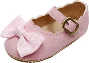 Infant Girls Single Shoes Bow Tiet First Walkers Shoes Buckle Strap Toddler Soft Bottom Breathable Princess Shoes Indoor Shoes Toddler