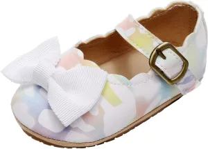 Infant Girls Single Shoes Bow Tiet First Walkers Shoes Buckle Strap Toddler Soft Bottom Breathable Princess Shoes Indoor Shoes Toddler