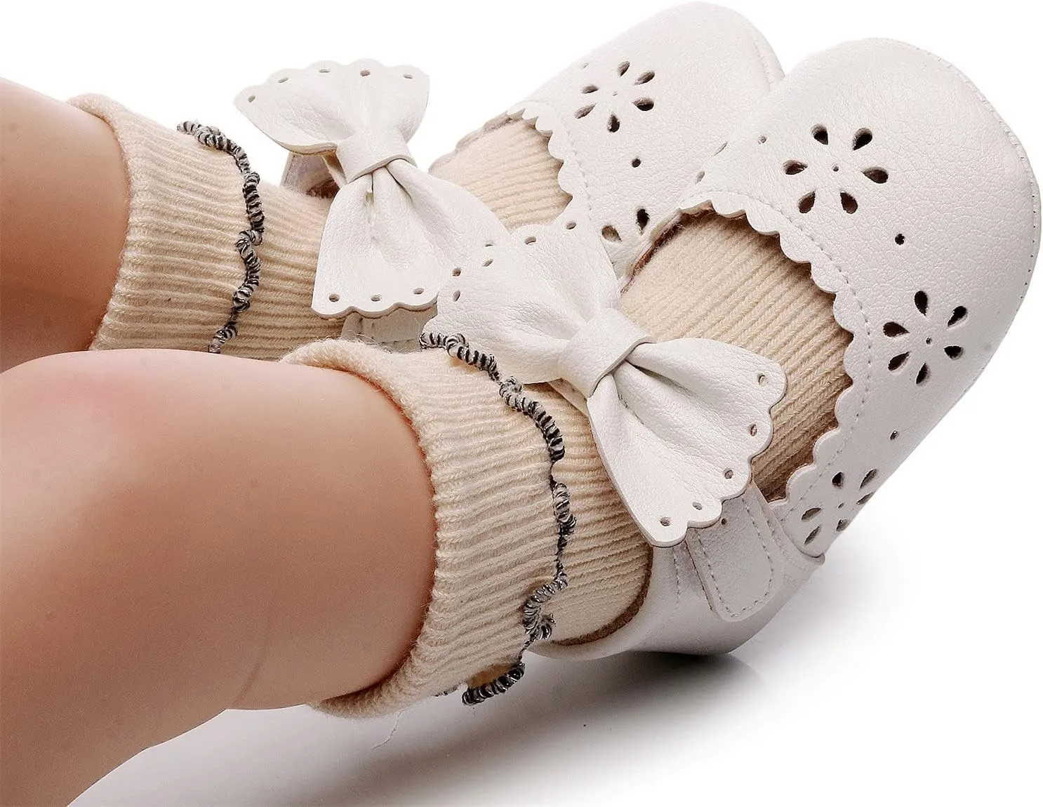 Infant Girls Single Shoes Bowknot First Walkers Shoes Hook Loop Toddler Soft Bottom Breathable Princess Shoes Kids Shoes