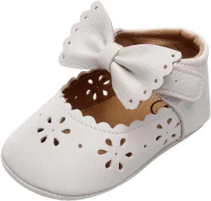 Infant Girls Single Shoes Bowknot First Walkers Shoes Hook Loop Toddler Soft Bottom Breathable Princess Shoes Kids Shoes