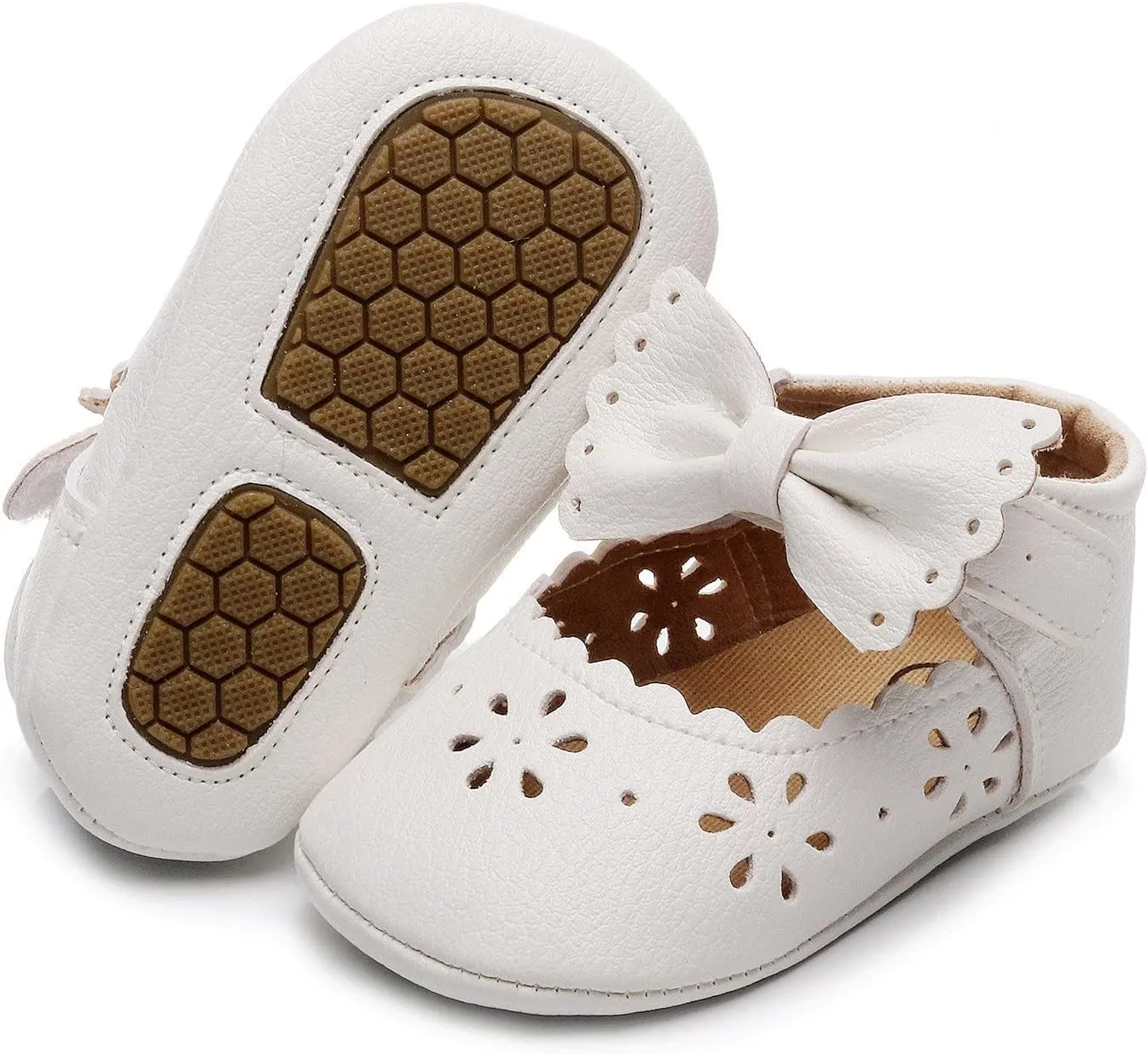 Infant Girls Single Shoes Bowknot First Walkers Shoes Hook Loop Toddler Soft Bottom Breathable Princess Shoes Kids Shoes