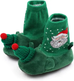Infant Halloween Christmas Booties Soft Baby Pumpkin Santa Claus Winter Warm Fleece Slippers Snow Boots Crib Shoes