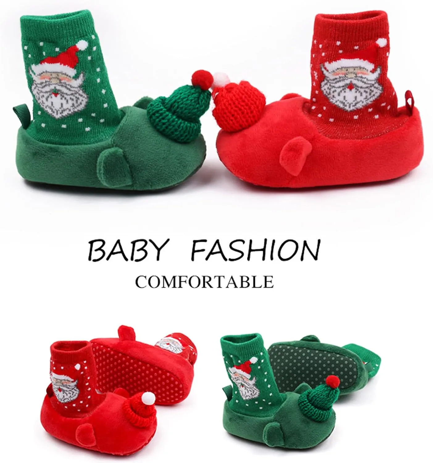 Infant Halloween Christmas Booties Soft Baby Pumpkin Santa Claus Winter Warm Fleece Slippers Snow Boots Crib Shoes