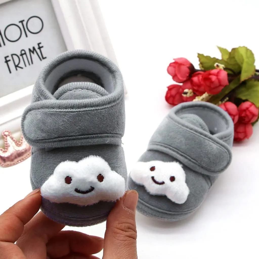 Infant Size 4 Shoes Girls Winter Plush Girls Cloud Infant Stars Soft Warm Sole Shoes Baby 2 Years Girl Shoes