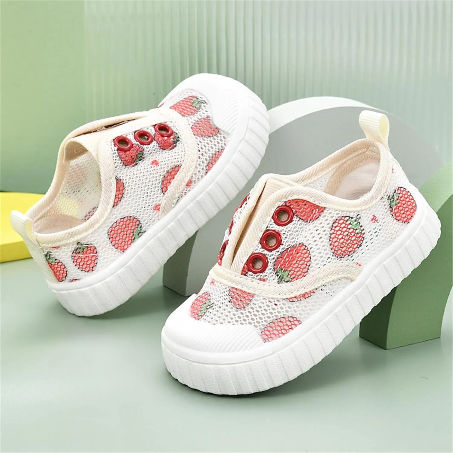 Infant Sneakers for Baby Strawberry Print Soft Bottom Non Slip Shoes Sneakers Soft Sole Toddler Girls Shoes