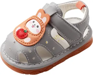 Infant Toddler Baby Girls Boys Shoes Sandals First Walking Shoes Athletic Non-Slip Soft Sole (Grey, 4.5 Infant)