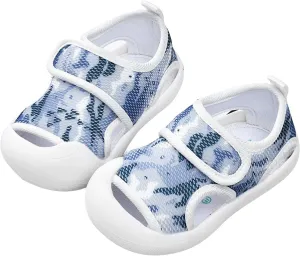 Infant Toddler Baby Girls Boys Shoes Sandals First Walking Shoes Soft Sole Breathable Flat Shoes (Blue, 4.5 Infant)