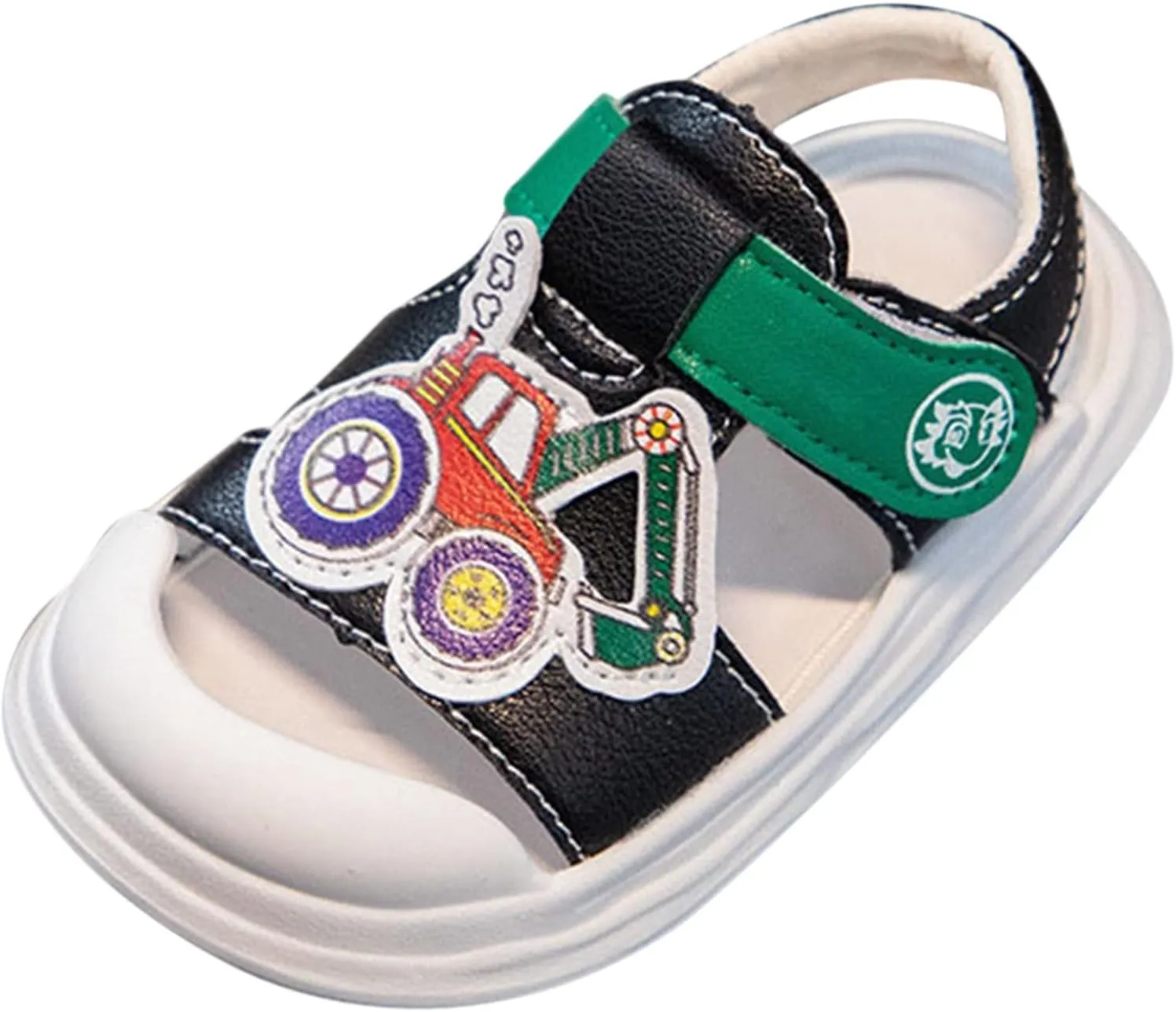 Infant Toddler Car Sandals Closed Toe Soft Sole First Walking Shoes Toddler Girls Slipper with Cute Cartoon Pattern
