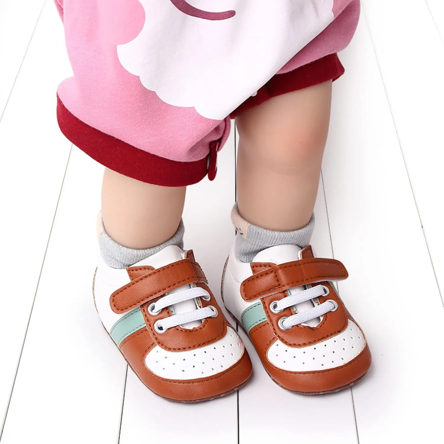 Infant Toddler Color Matching Prewalker Sneakers Baby Boys Girls Anti-Slip Soft Sole Lightweight First Step Shoes