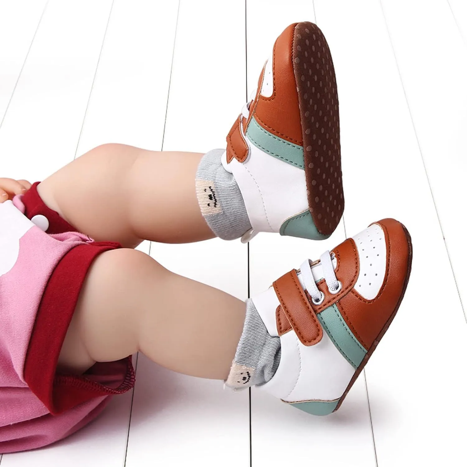 Infant Toddler Color Matching Prewalker Sneakers Baby Boys Girls Anti-Slip Soft Sole Lightweight First Step Shoes