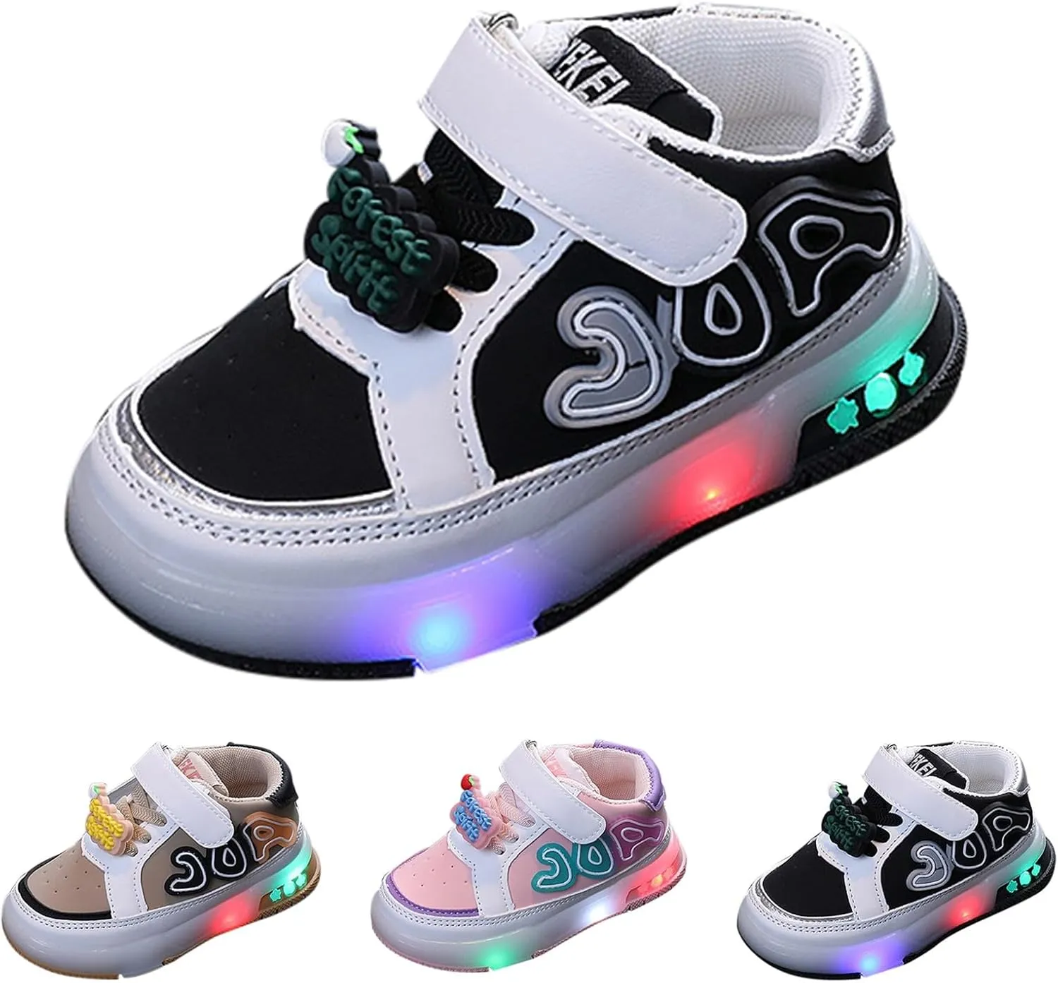 Infant Toddler Flashing Sneakers for Boys Girls Kids Light Up Breathable Lightweight Soft Sole First Walking Shoes