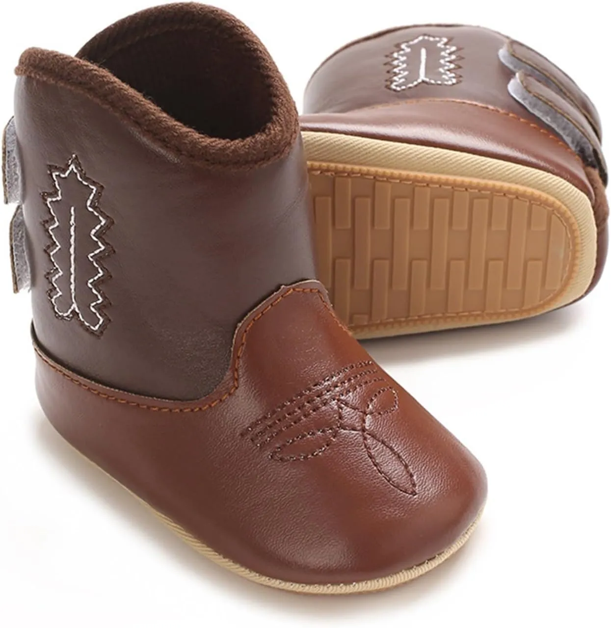 Infant Toddler Leather Soft Sole Cowboy Boots for Baby Boys Girls Newborn Prewalker Non Slip Shoes with Embroidery