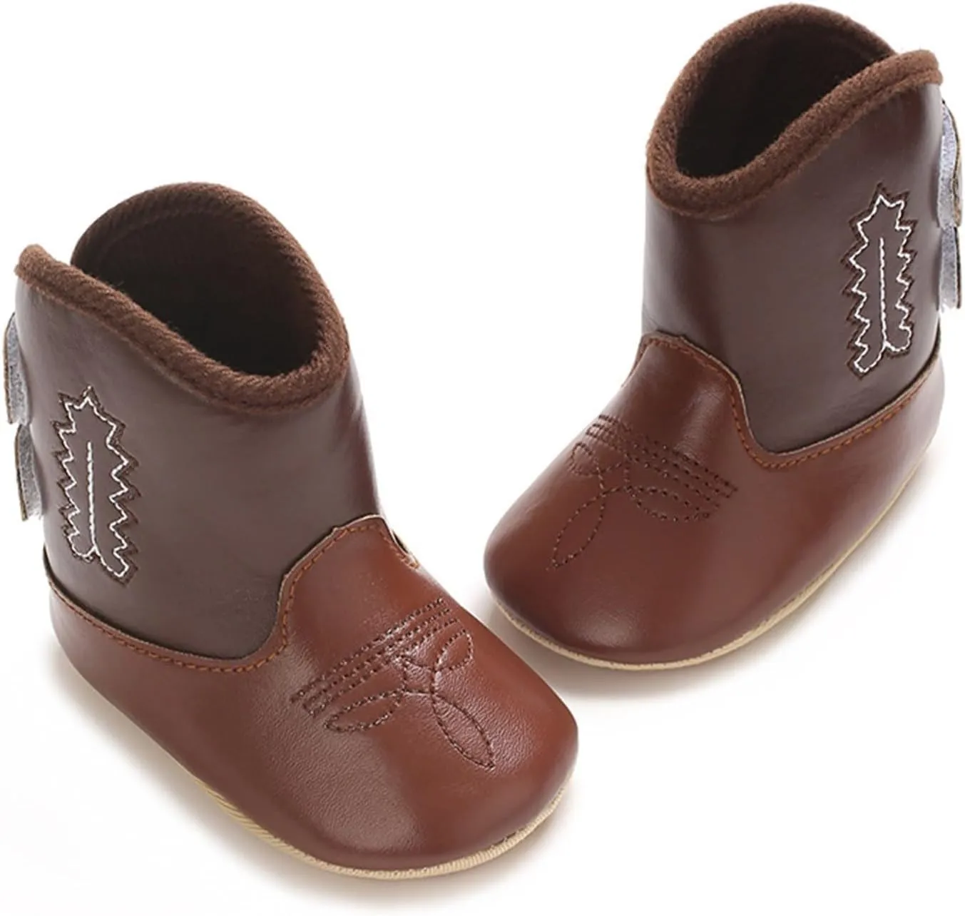 Infant Toddler Leather Soft Sole Cowboy Boots for Baby Boys Girls Newborn Prewalker Non Slip Shoes with Embroidery