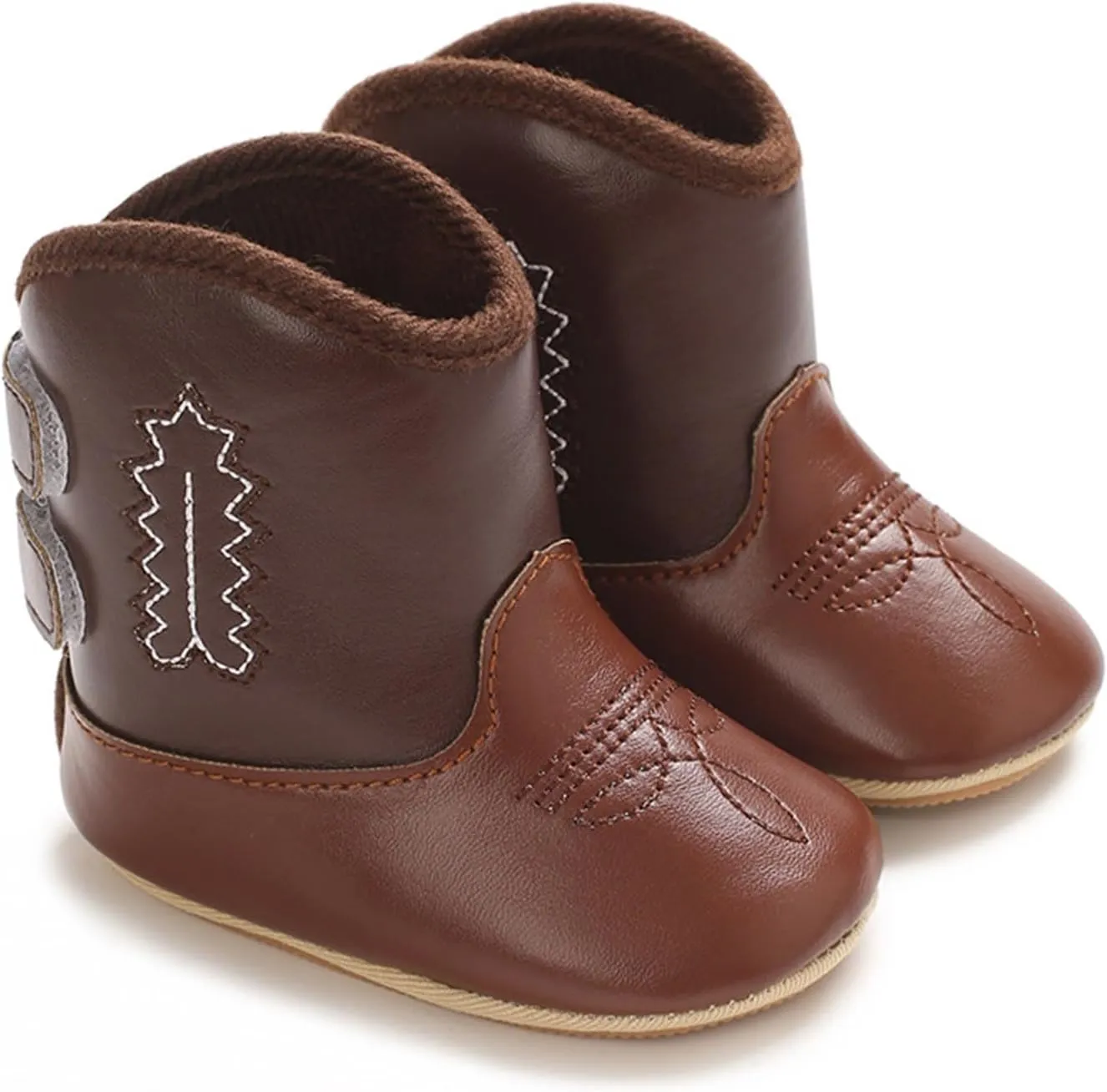 Infant Toddler Leather Soft Sole Cowboy Boots for Baby Boys Girls Newborn Prewalker Non Slip Shoes with Embroidery