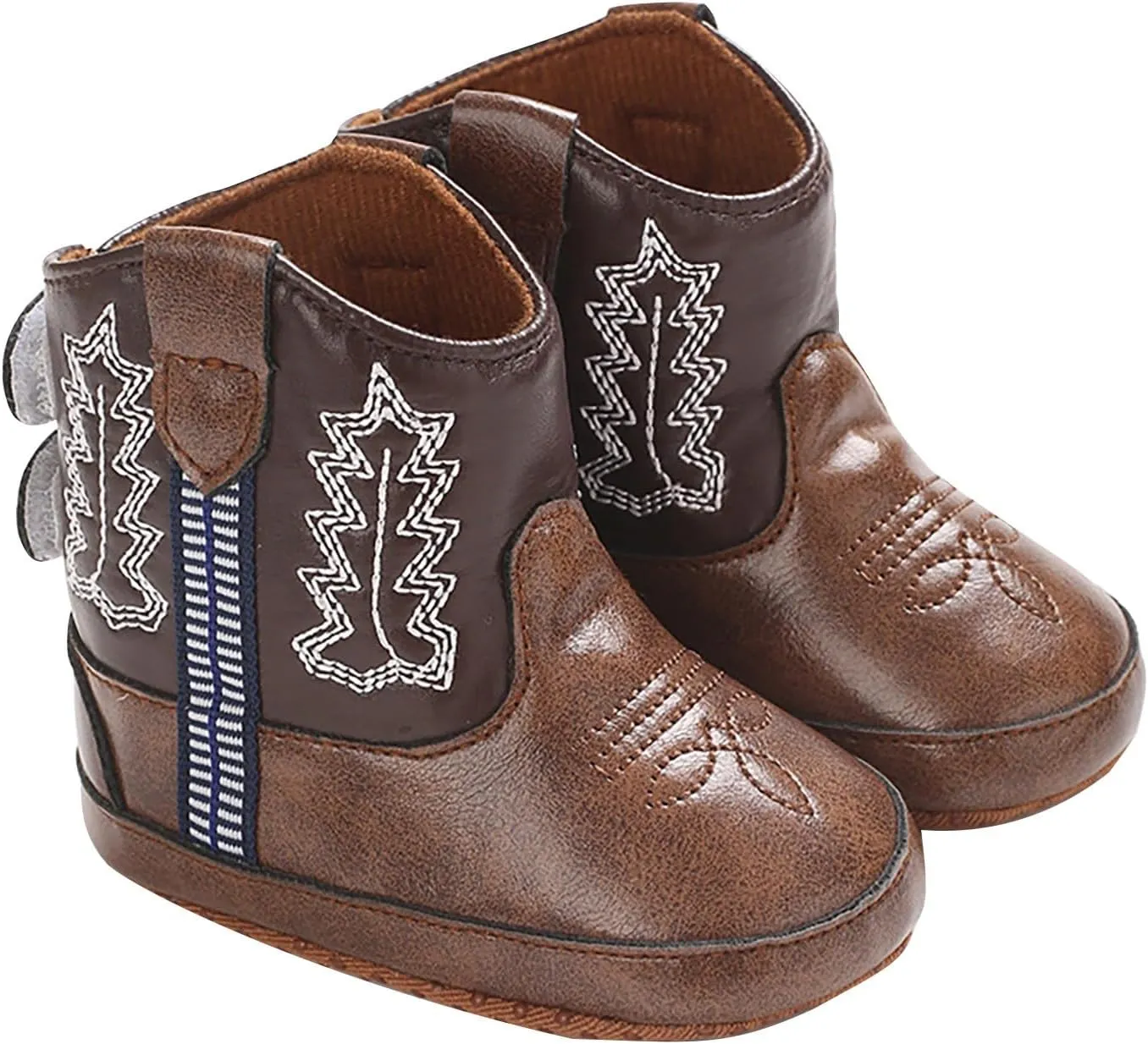 Infant Toddler Leather Soft Sole Cowboy Boots for Baby Boys Girls Newborn Prewalker Non Slip Shoes with Embroidery