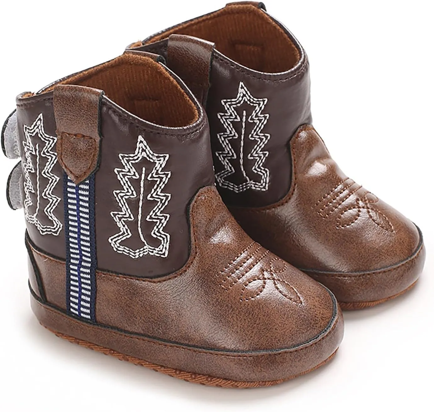 Infant Toddler Leather Soft Sole Cowboy Boots for Baby Boys Girls Newborn Prewalker Non Slip Shoes with Embroidery