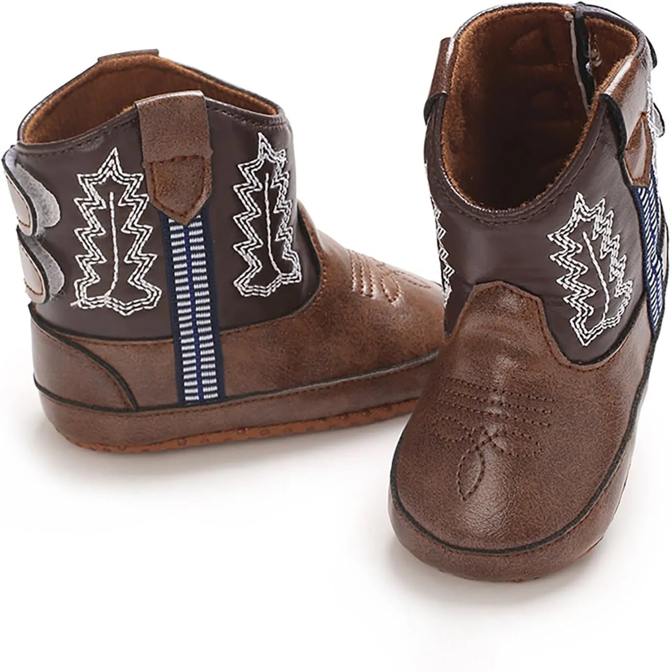 Infant Toddler Leather Soft Sole Cowboy Boots for Baby Boys Girls Newborn Prewalker Non Slip Shoes with Embroidery