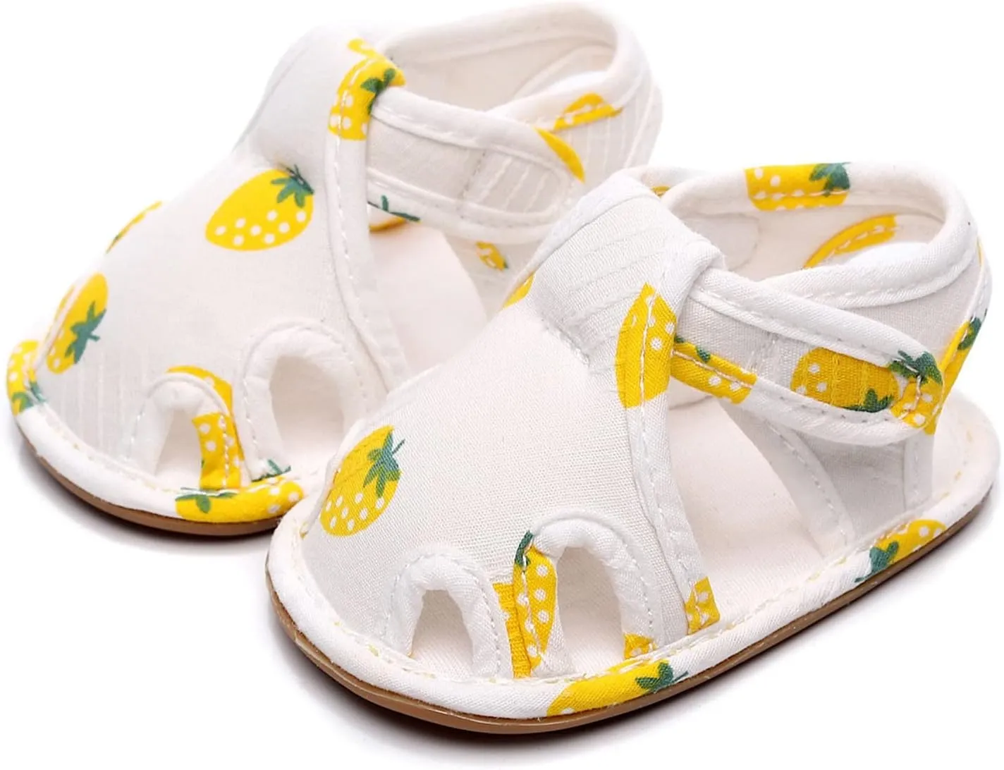 Infant Toddler Shoes Soft Sole Non Slip Toddler Floor Shoes Fruit Strawberry Print Rose Gold Sandals for Girls