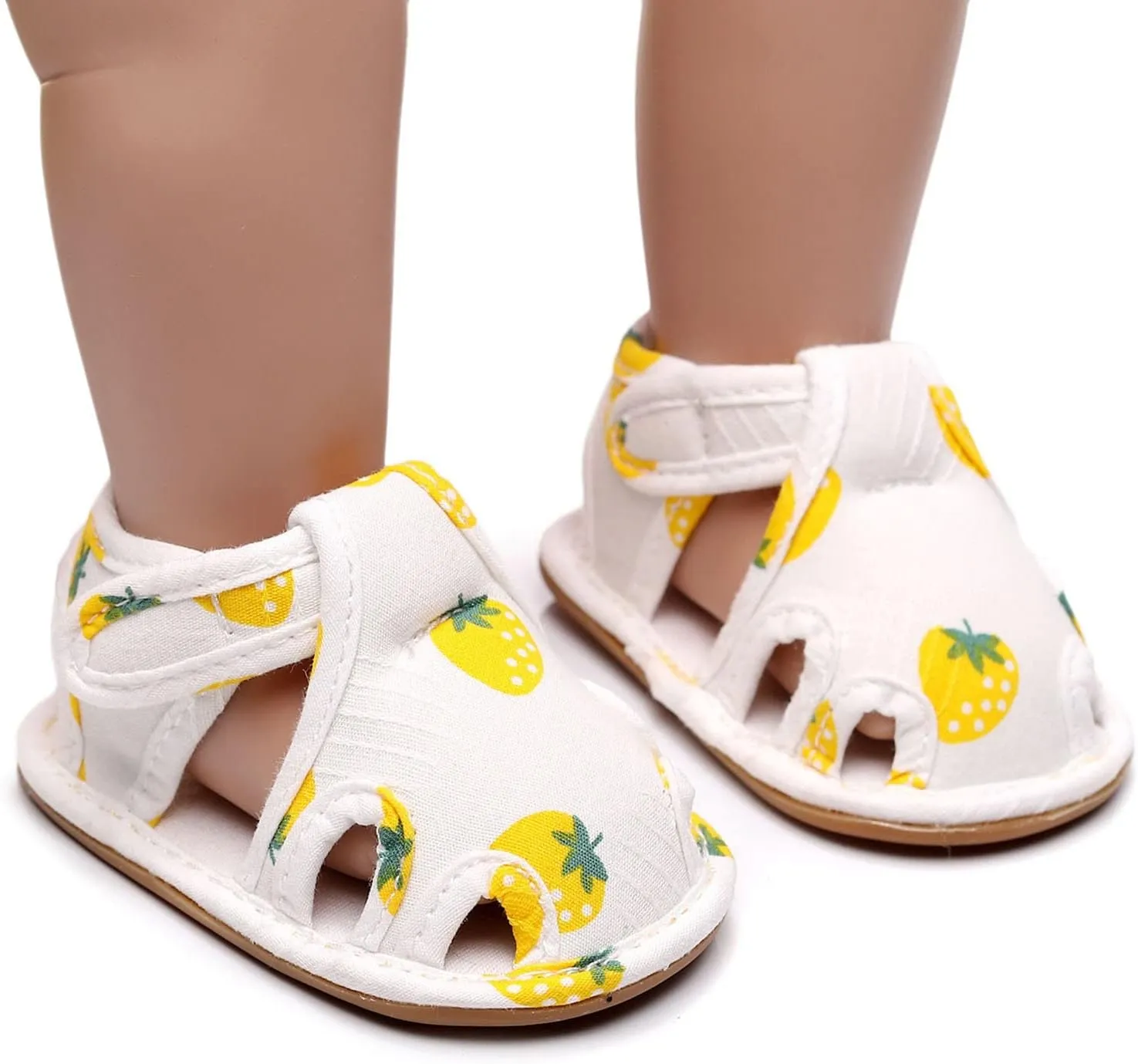 Infant Toddler Shoes Soft Sole Non Slip Toddler Floor Shoes Fruit Strawberry Print Rose Gold Sandals for Girls