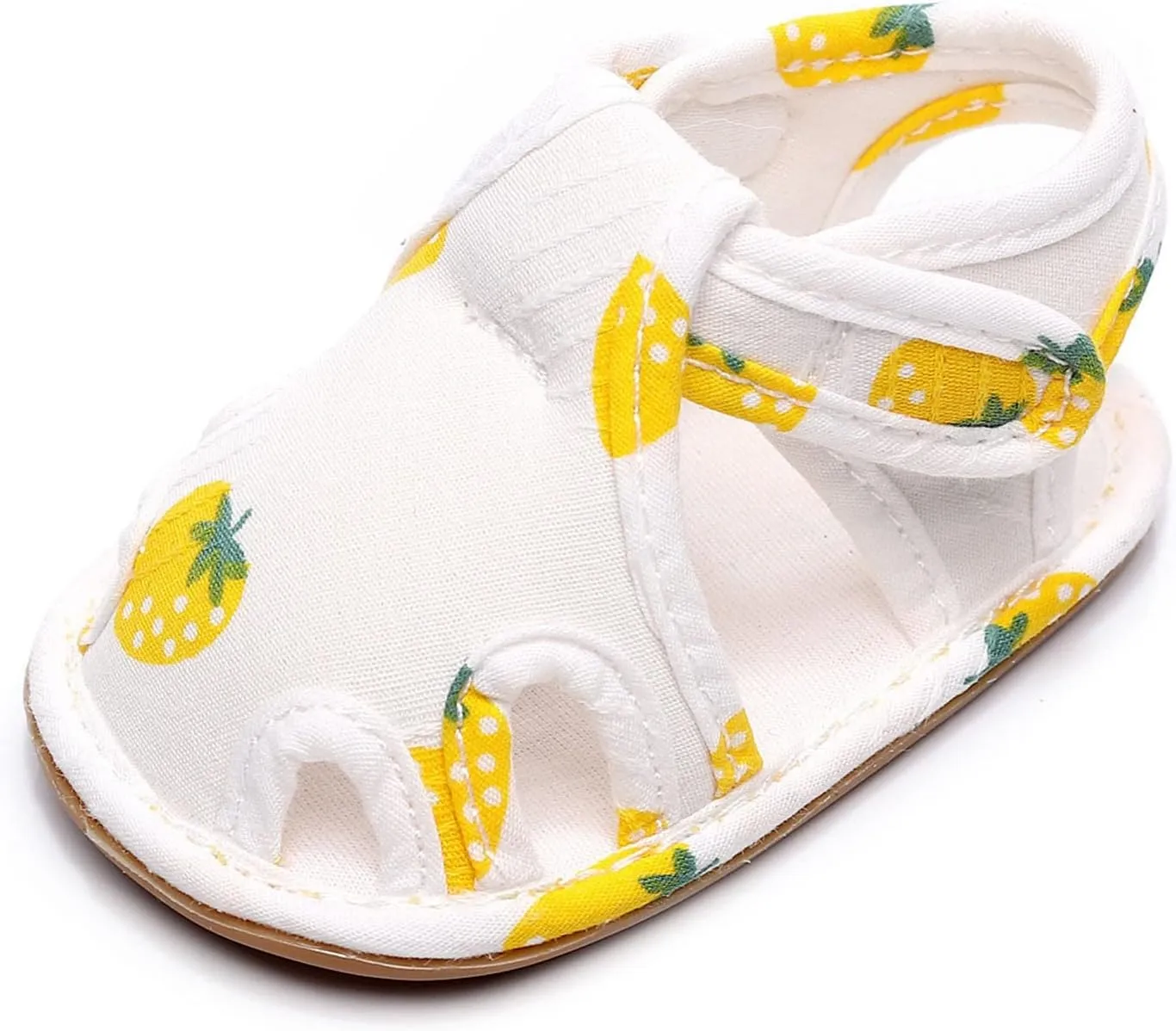 Infant Toddler Shoes Soft Sole Non Slip Toddler Floor Shoes Fruit Strawberry Print Rose Gold Sandals for Girls