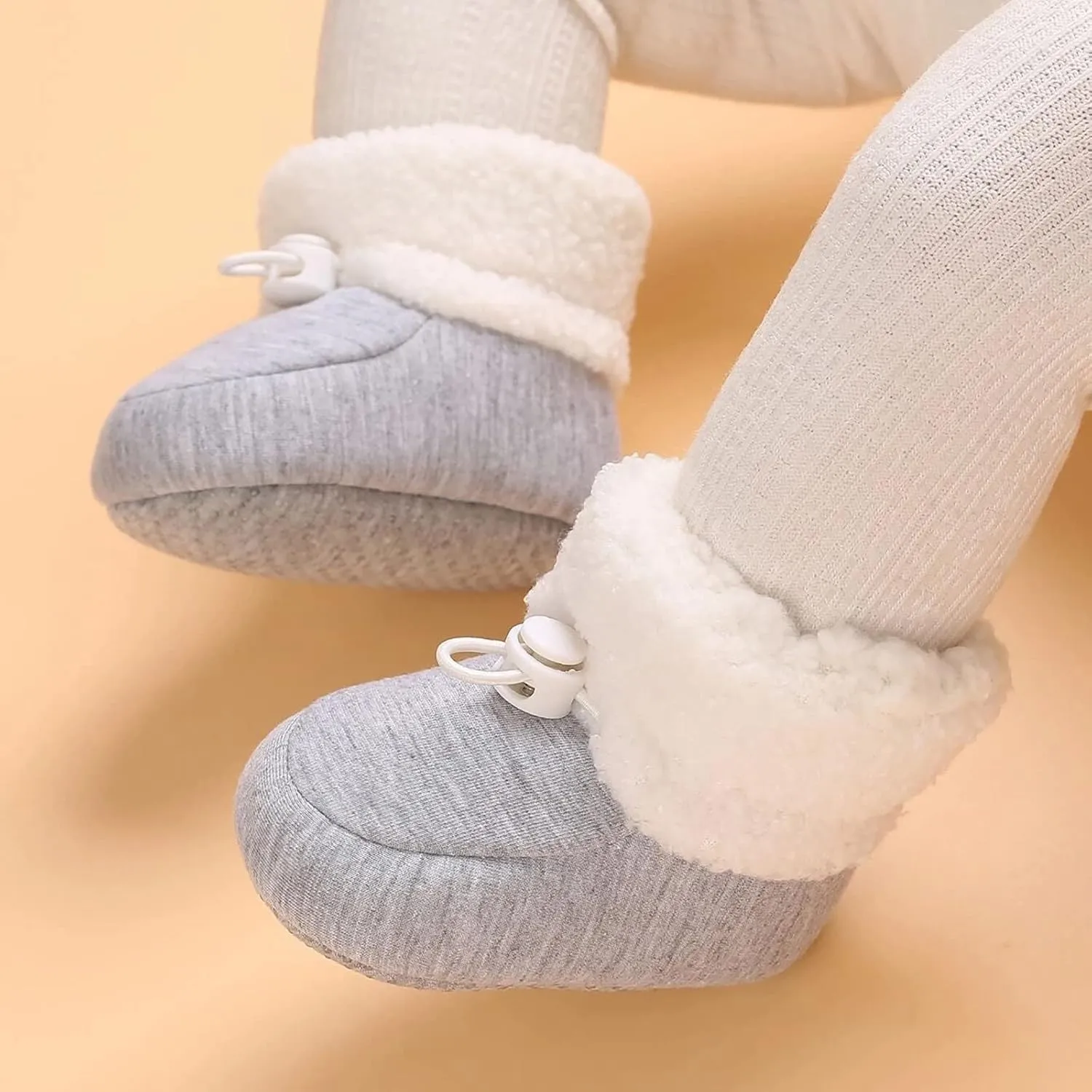 Infant Unisex Warm Fur Lined Soft Boots Baby Winter Ankle Non-Slip Rubber Sole Toddler Winter Snow Crib Shoes