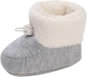 Infant Unisex Warm Fur Lined Soft Boots Baby Winter Ankle Non-Slip Rubber Sole Toddler Winter Snow Crib Shoes