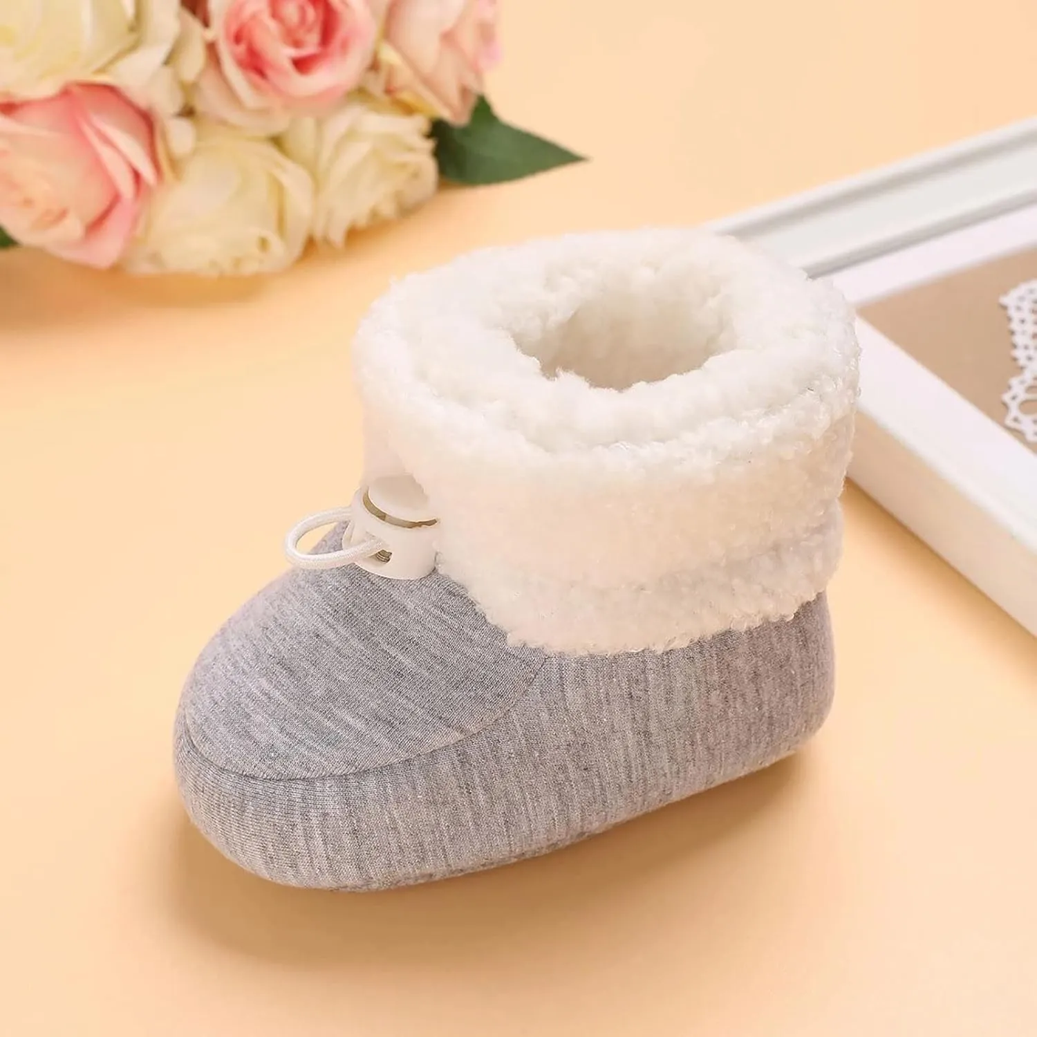 Infant Unisex Warm Fur Lined Soft Boots Baby Winter Ankle Non-Slip Rubber Sole Toddler Winter Snow Crib Shoes
