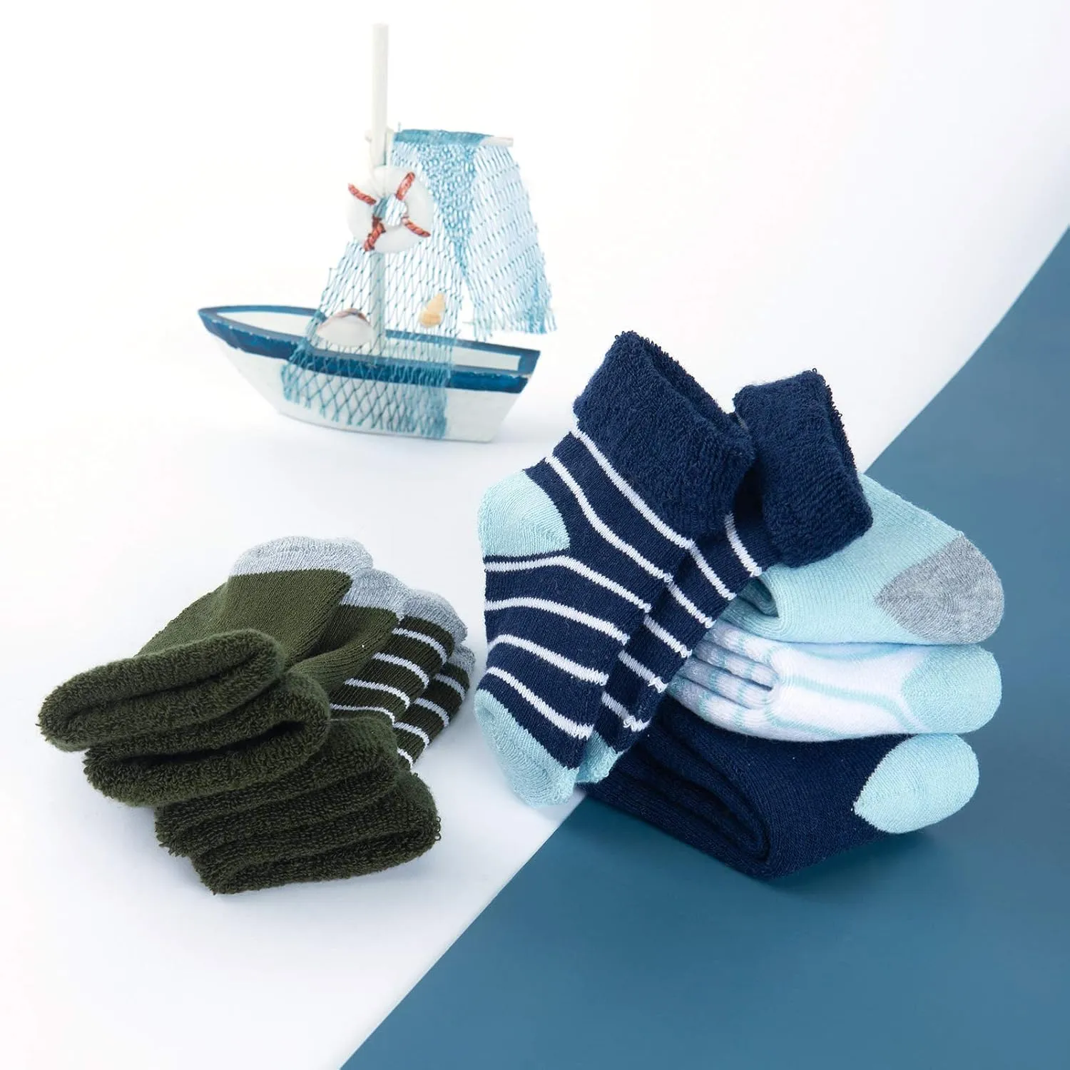 JAKIDAR 6 Pairs Baby Socks for Infant Newborn Thick Warm Socks Cotton Sock Shoes