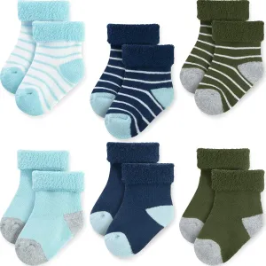 JAKIDAR 6 Pairs Baby Socks for Infant Newborn Thick Warm Socks Cotton Sock Shoes