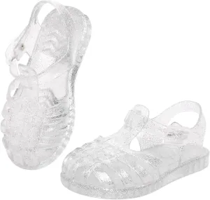 Jelly Sandals for Girls Fisherman Gladiator Water Beach Glitter Slingback Flat Sandals Closed Toe Princess Costume Summer Dress Shoes for Toddler/Little Kid/Big Kid