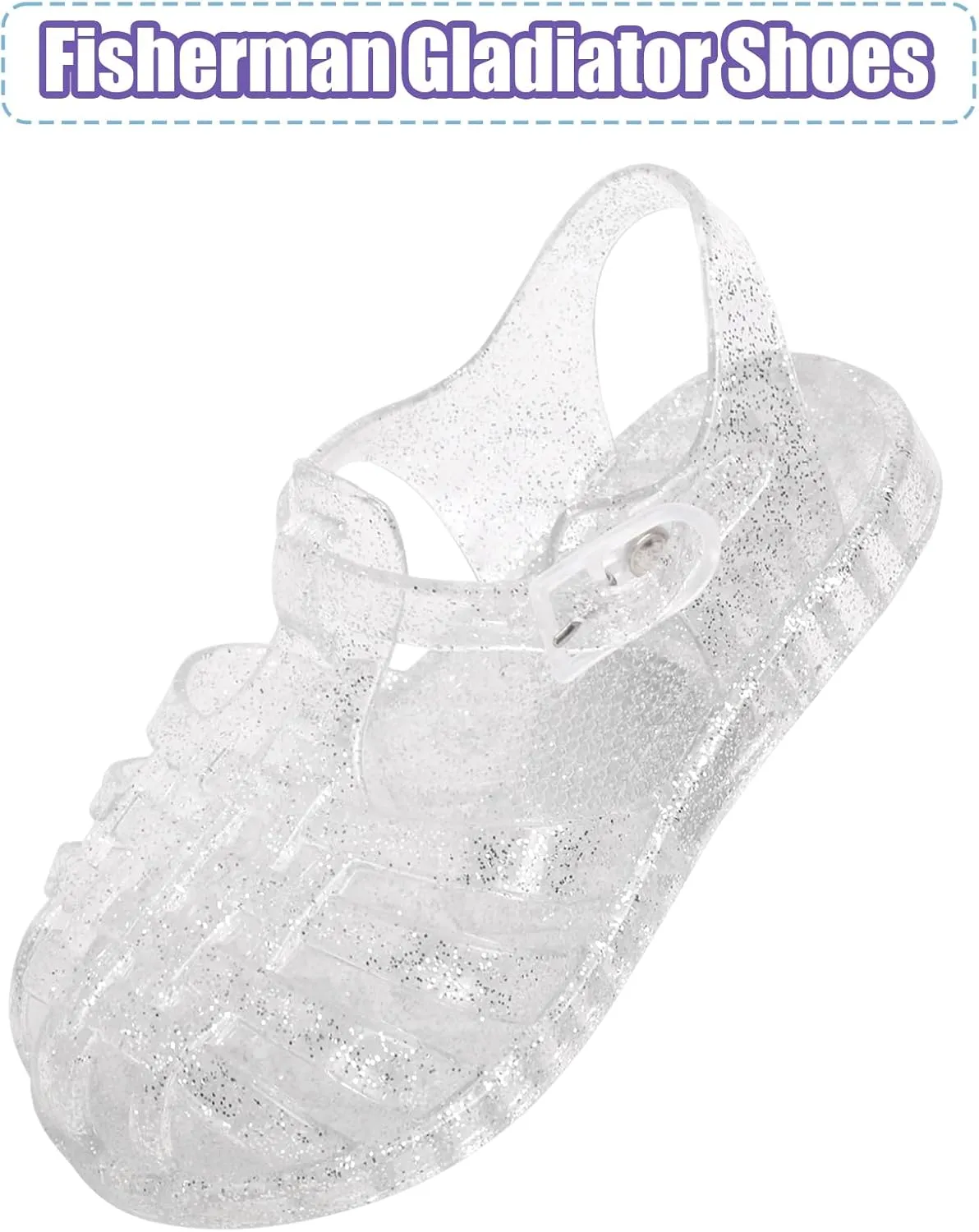 Jelly Sandals for Girls Fisherman Gladiator Water Beach Glitter Slingback Flat Sandals Closed Toe Princess Costume Summer Dress Shoes for Toddler/Little Kid/Big Kid